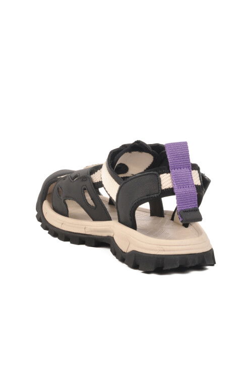 Siyah Cırtlı Hafif Unisex Çocuk Spor Sandalet 25Y614 F