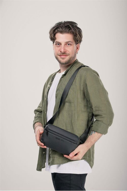 Black Single Strap Mens Crossbody Bag 51853