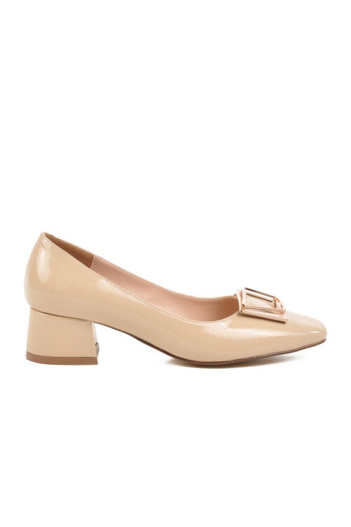 Beige Patent Leather Womens Evening Shoes 704144 Z