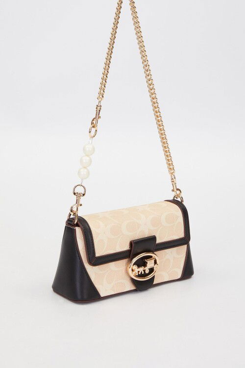 حقيبة كتف نسائية من جلد المنك الأسود 930431