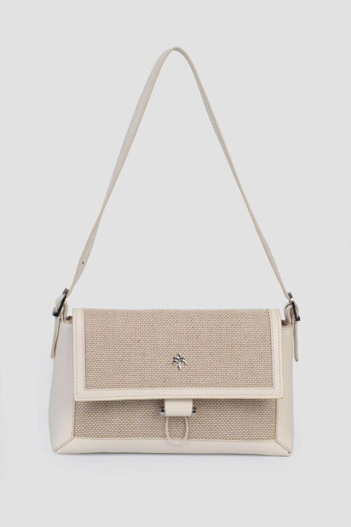 Beige Linen Womens Shoulder Bag IM579