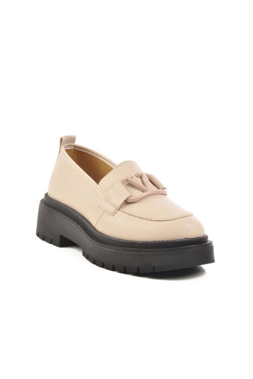 Beige High Sole Womens Casual Shoes F-2047 Z
