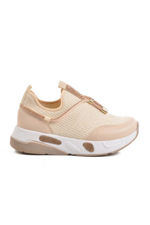 حذاء كاجوال نسائي مطرز بحجر أنوراك بيج 702498 Z