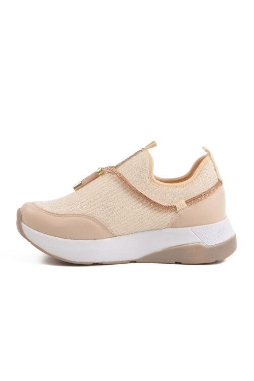 حذاء كاجوال نسائي مطرز بحجر أنوراك بيج 702498 Z