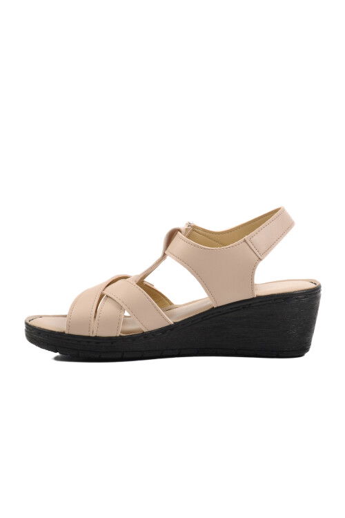 Beige Heeled Womens Sandals 673572 Z