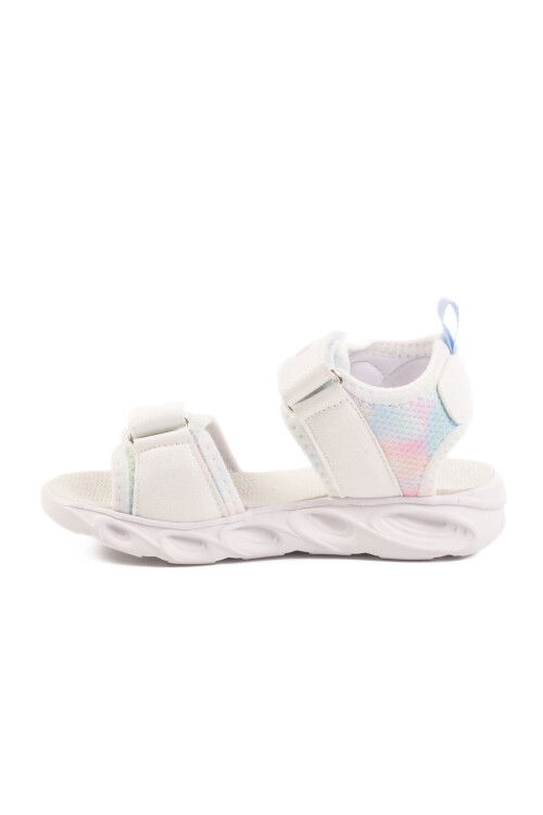 White Velcro Lighted Girls Sandals 018129 P