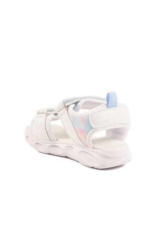 White Velcro Lighted Girls Sandals 018129 P