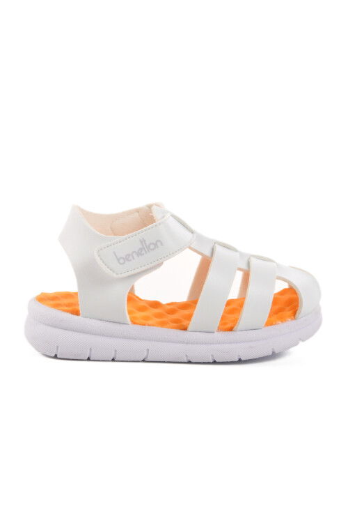 Beyaz Cırtlı Kız Bebek Sandalet BN-1245 B