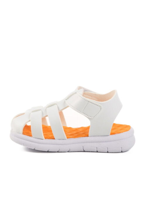 Beyaz Cırtlı Kız Bebek Sandalet BN-1245 B