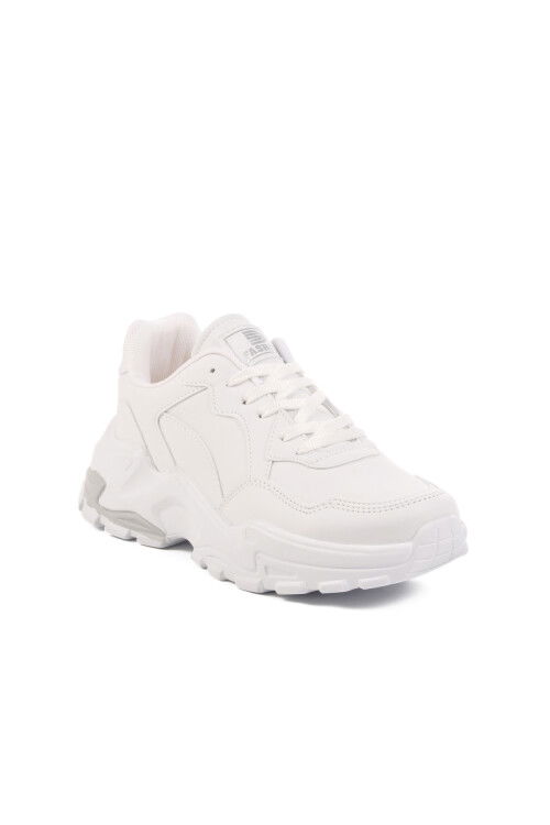 White Leather Lace-Up Womens Sneakers 159 G