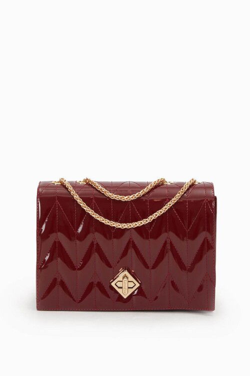 Burgundy Patent Leather Womens Shoulder Bag 930075