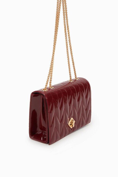 Burgundy Patent Leather Womens Shoulder Bag 930075