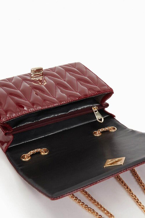 Burgundy Patent Leather Womens Shoulder Bag 930075