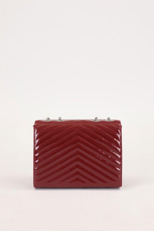 Burgundy Patent Leather Womens Shoulder Bag 930076