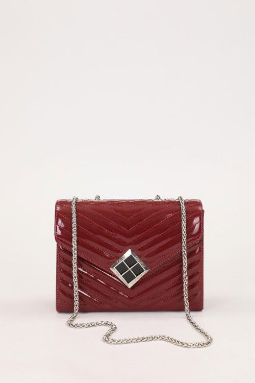 Burgundy Patent Leather Womens Shoulder Bag 930076