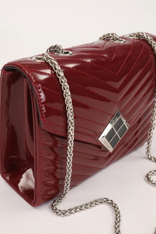 Burgundy Patent Leather Womens Shoulder Bag 930076