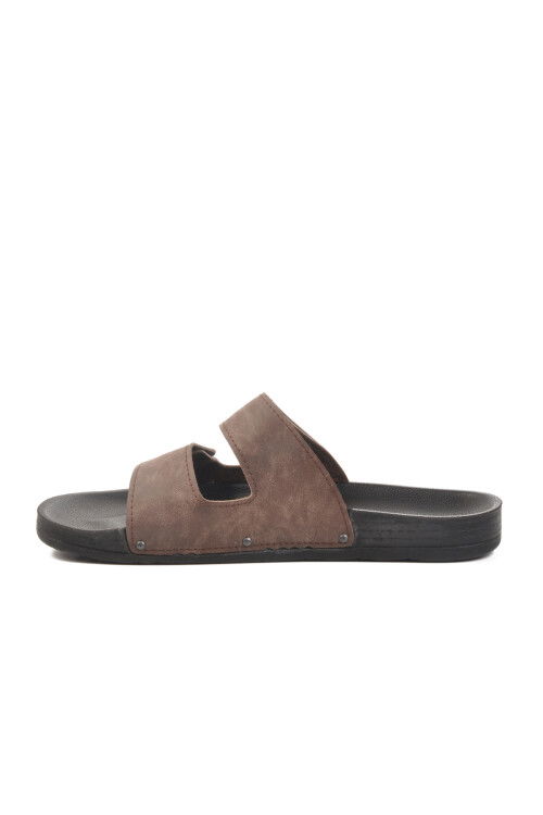 Brown Velcro Large Size Mens Slippers PC-7039 M