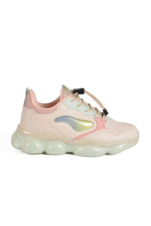 حذاء رياضي كريمي لوك برباط للبنات 2054 F