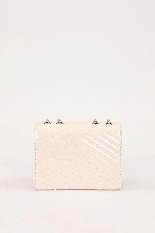 Cream Patent Leather Womens Shoulder Bag 930076