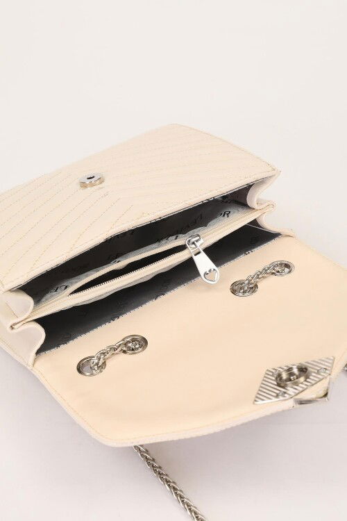 Cream Patent Leather Womens Shoulder Bag 930076
