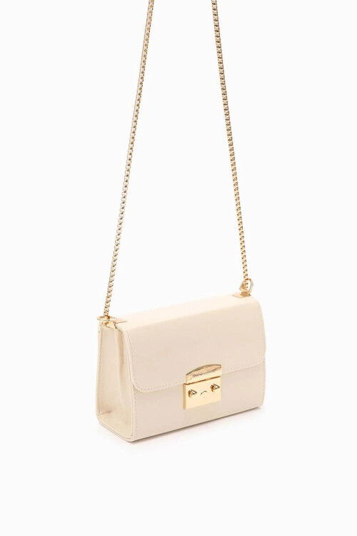 Cream Patent Leather Womens Shoulder Bag 930106