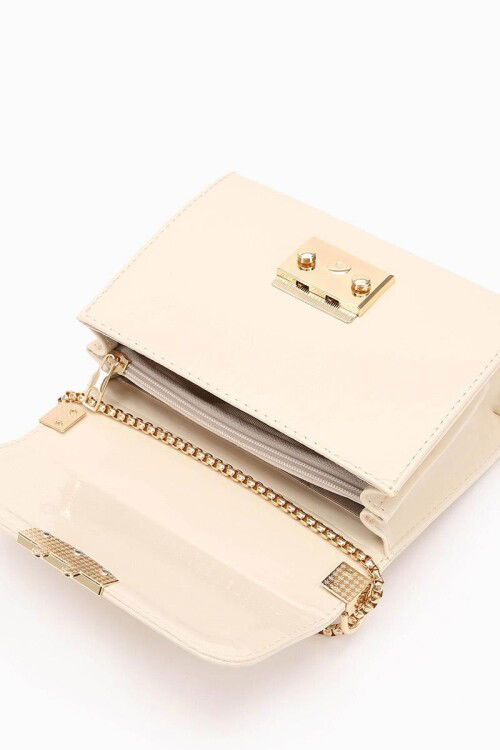 Cream Patent Leather Womens Shoulder Bag 930106