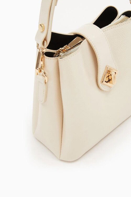 Cream Patent Leather Womens Shoulder Bag 930167