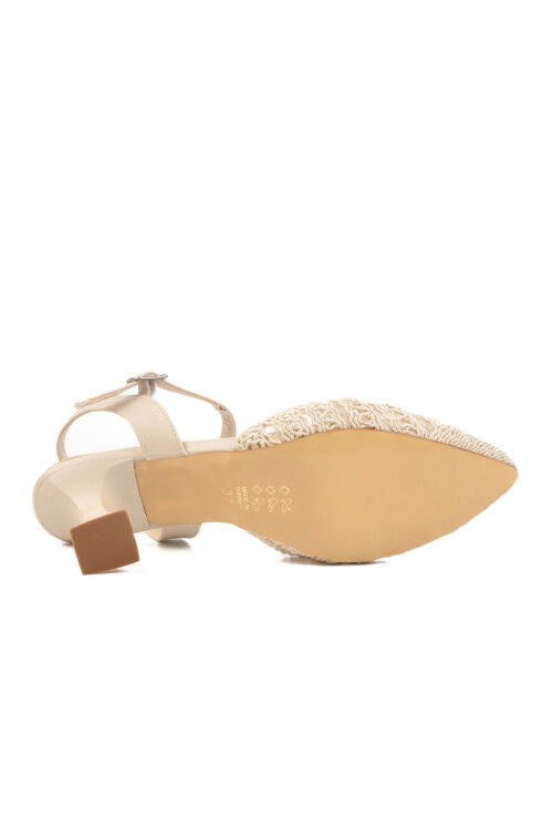 Cream Knitted Heeled Womens Evening Shoes PC-54660 Z