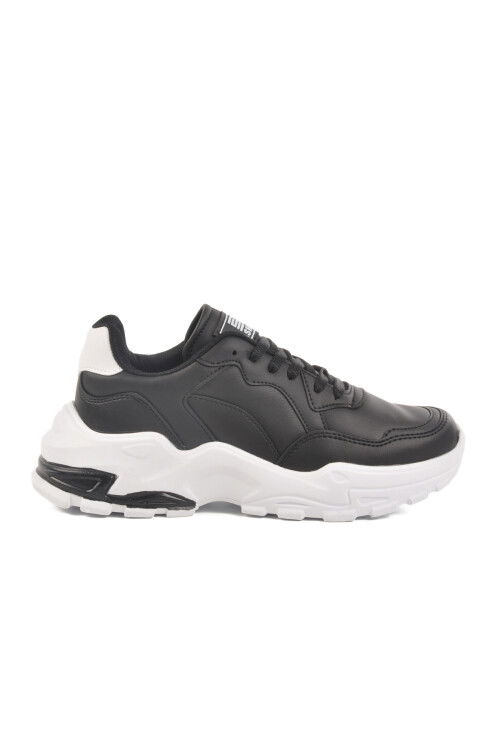 Black and White Leather Lace-Up Womens Sneakers 159 G