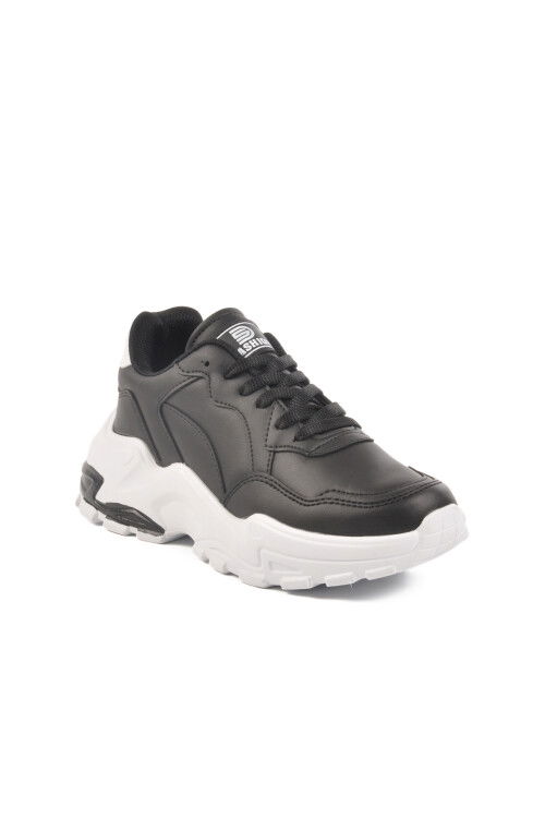 Black and White Leather Lace-Up Womens Sneakers 159 G