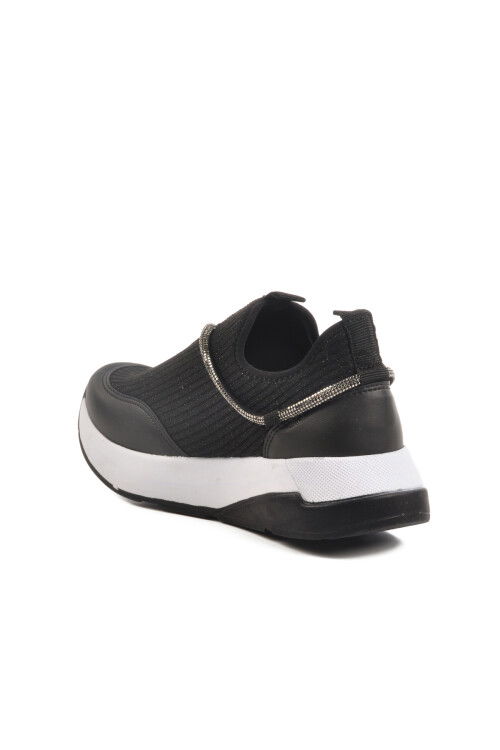 حذاء كاجوال نسائي مطرز بحجر أنوراك باللونين الأبيض والأسود 702498 Z