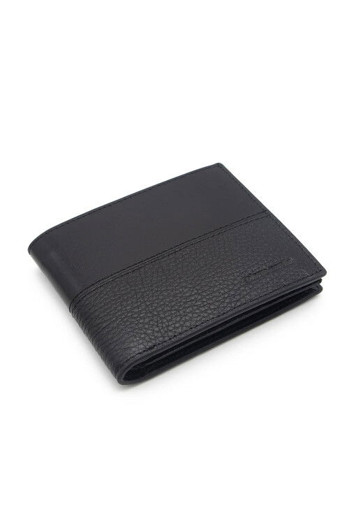 Black Genuine Leather Mens Wallet 22065