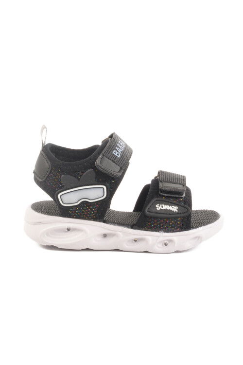 Black Velcro Lighted Baby Girl Sandals 018127 B