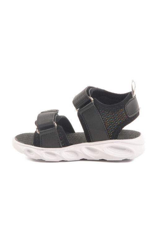 Black Velcro Lighted Baby Girl Sandals 018127 B