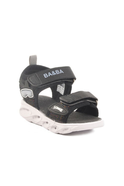 Black Velcro Lighted Baby Girl Sandals 018127 B