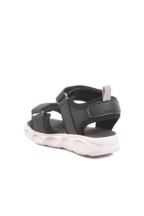 Black Velcro Lighted Baby Girl Sandals 018127 B