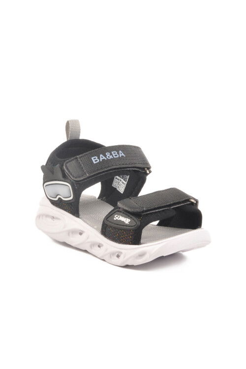 Siyah Cırtlı Işıklı Erkek Çocuk Spor Sandalet 018127 P
