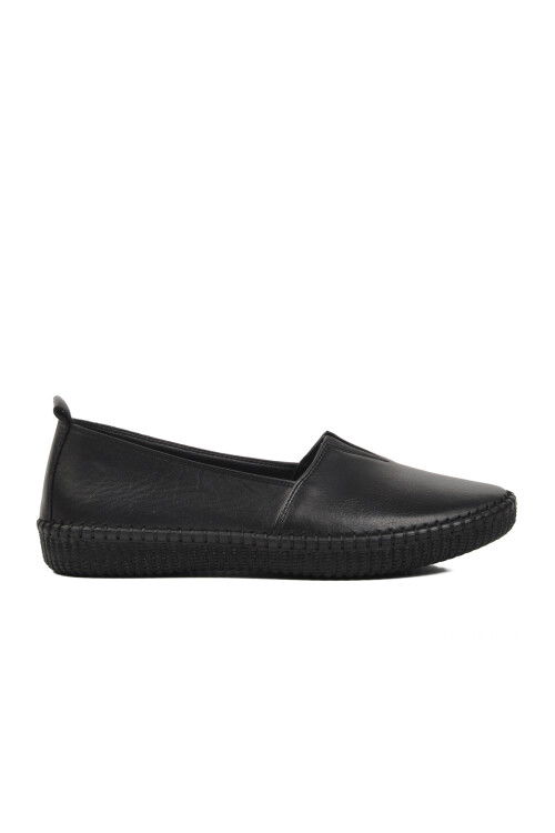 حذاء كاجوال نسائي تشريحي من الجلد الطبيعي باللون الأسود 7233-1 Z