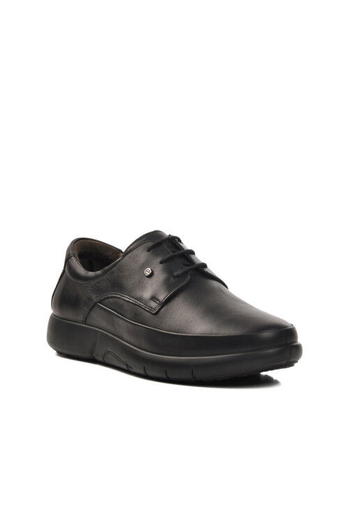 Black Genuine Leather Orthopedic Mens Casual Shoes 28612 M