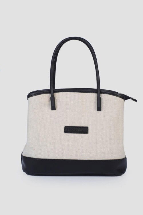 Black Linen Womens Hand and Shoulder Bag IM582