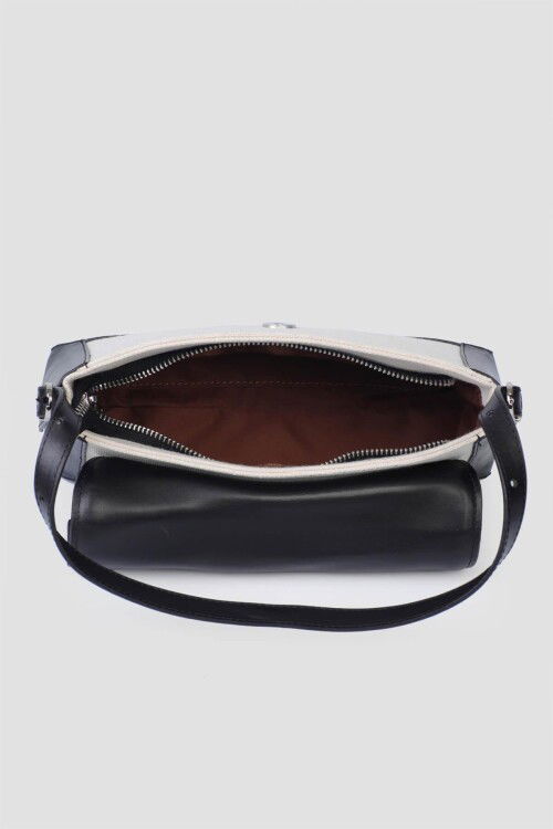 Black Linen Womens Shoulder Bag IM579