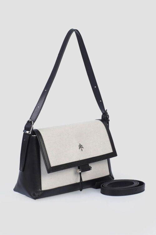 Black Linen Womens Shoulder Bag IM579
