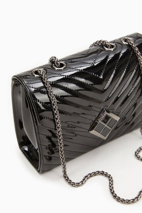 Black Patent Leather Womens Shoulder Bag 930076