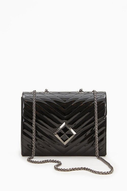 Black Patent Leather Womens Shoulder Bag 930076