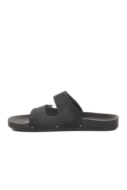 Black Velcro Large Size Mens Slippers PC-7039 M