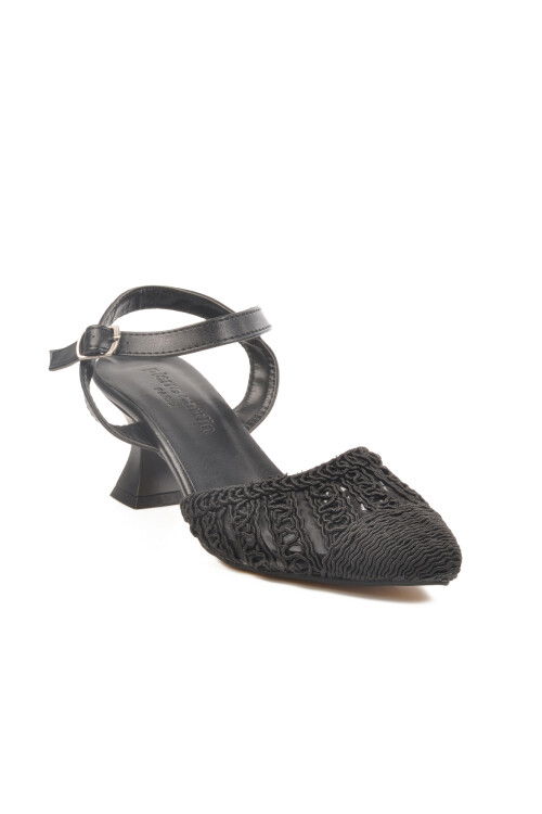 Black Knitted Heeled Womens Evening Shoes PC-54660 Z