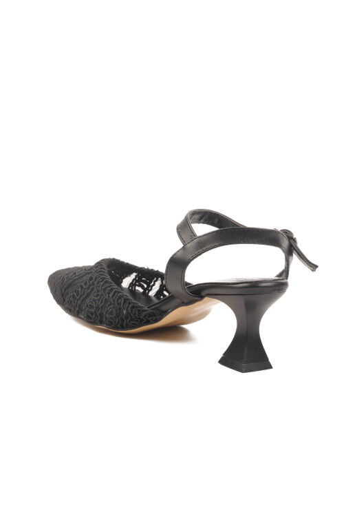 Black Knitted Heeled Womens Evening Shoes PC-54660 Z