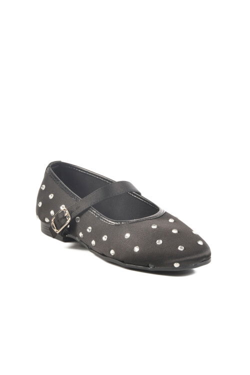 Black Stoned Textile Womens Ballerinas 116 Z