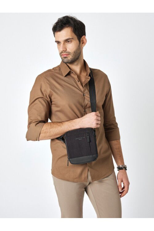 Black Mens Clutch Handbag and Shoulder Bag 01PC00100