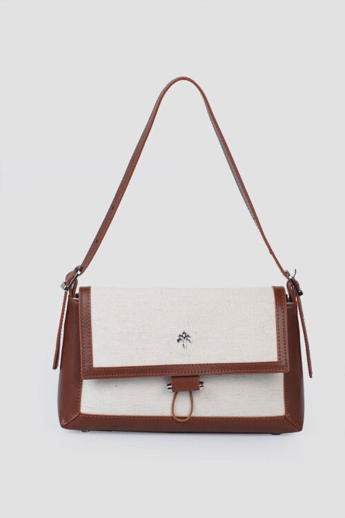 Tan Linen Womens Shoulder Bag IM579